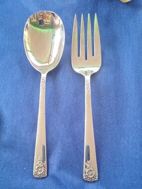 William Rogers Silver-Plate Serving Spoon and Fork Vintage